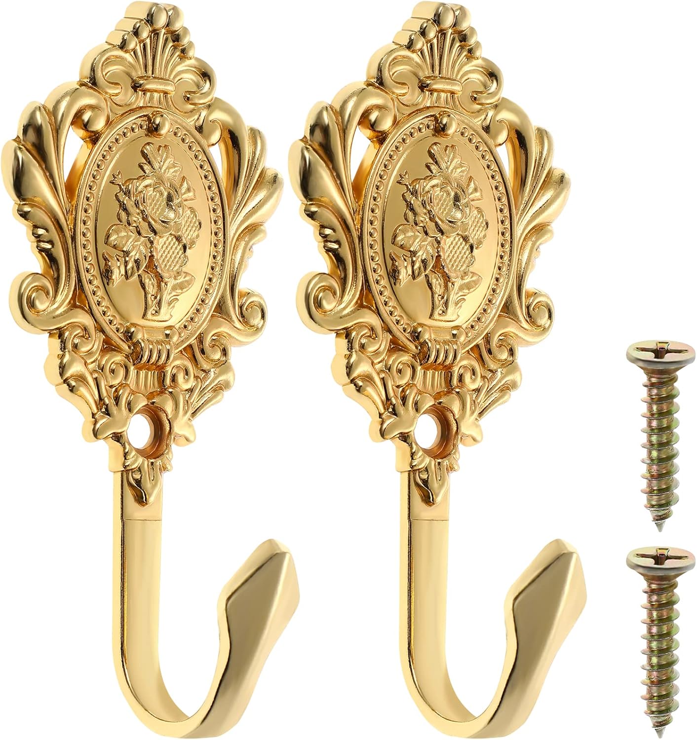 Vintage Rose Curtain Holdbacks Set - Elegant Drapery Hooks