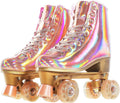 Roller Skates for Women Holographic High Top Quad Skates - Pink Rose