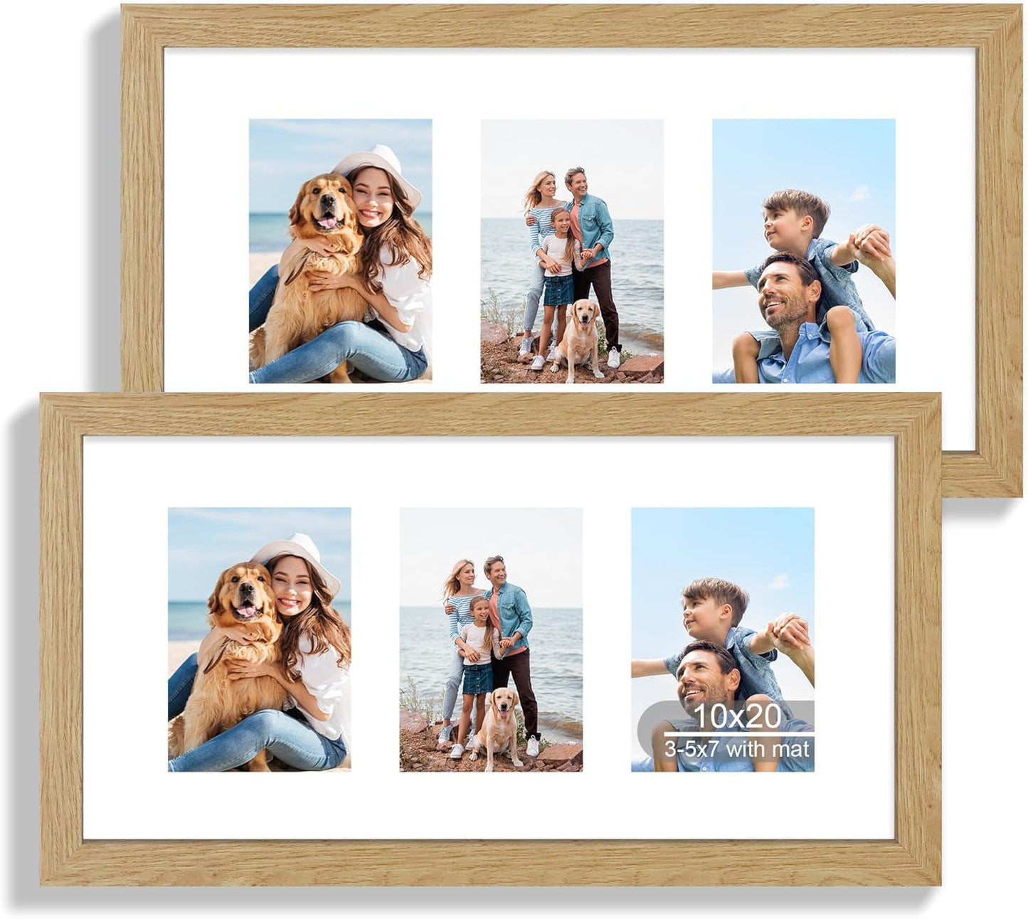 Natural Oak Wood 10x20 Picture Frame Set of 2 for Display