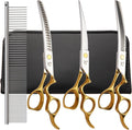Dog Grooming Scissors Curved Chunkers Shears Kit - Safe, Sharp