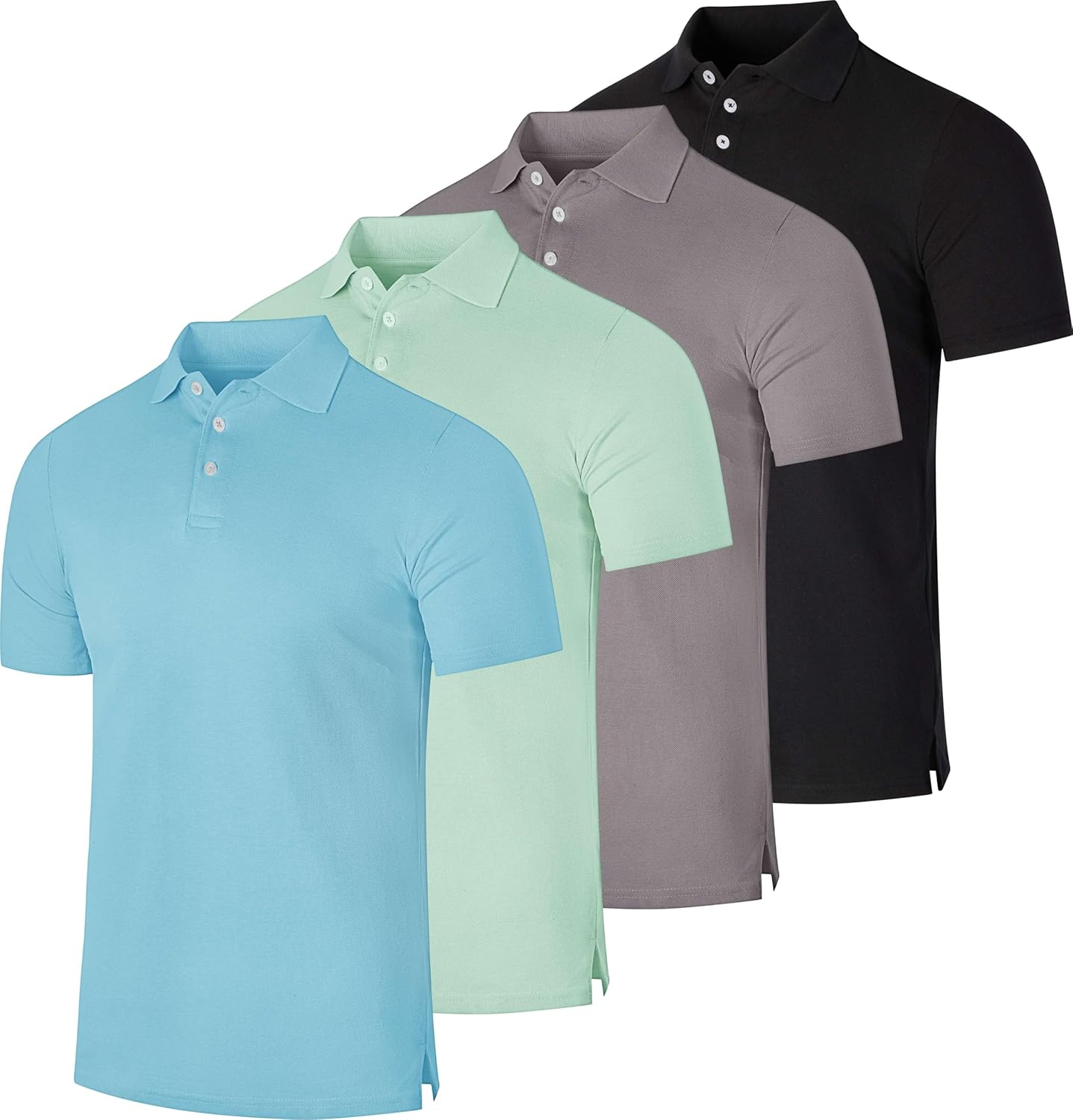 Real Essentials Men's Cotton Pique Short Sleeve Polo Shirt