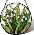 Stained Glass Window Hanging 14.9 in Lily of the Valley - Gift