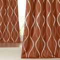 Burnt Orange Blackout Curtains 52x84 2 Panels - Elegant Wave Stripe