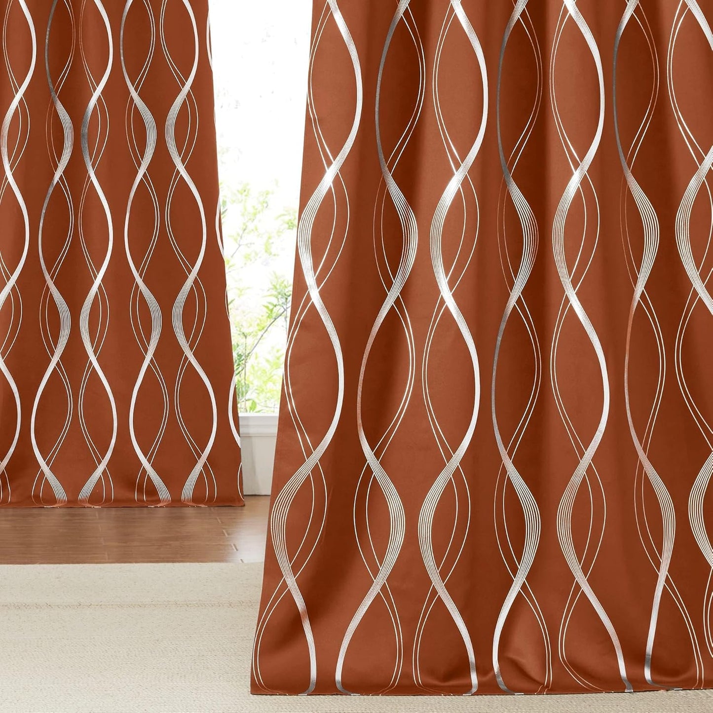 NICETOWN Burnt Orange Blackout Curtains for Living Room 84 in