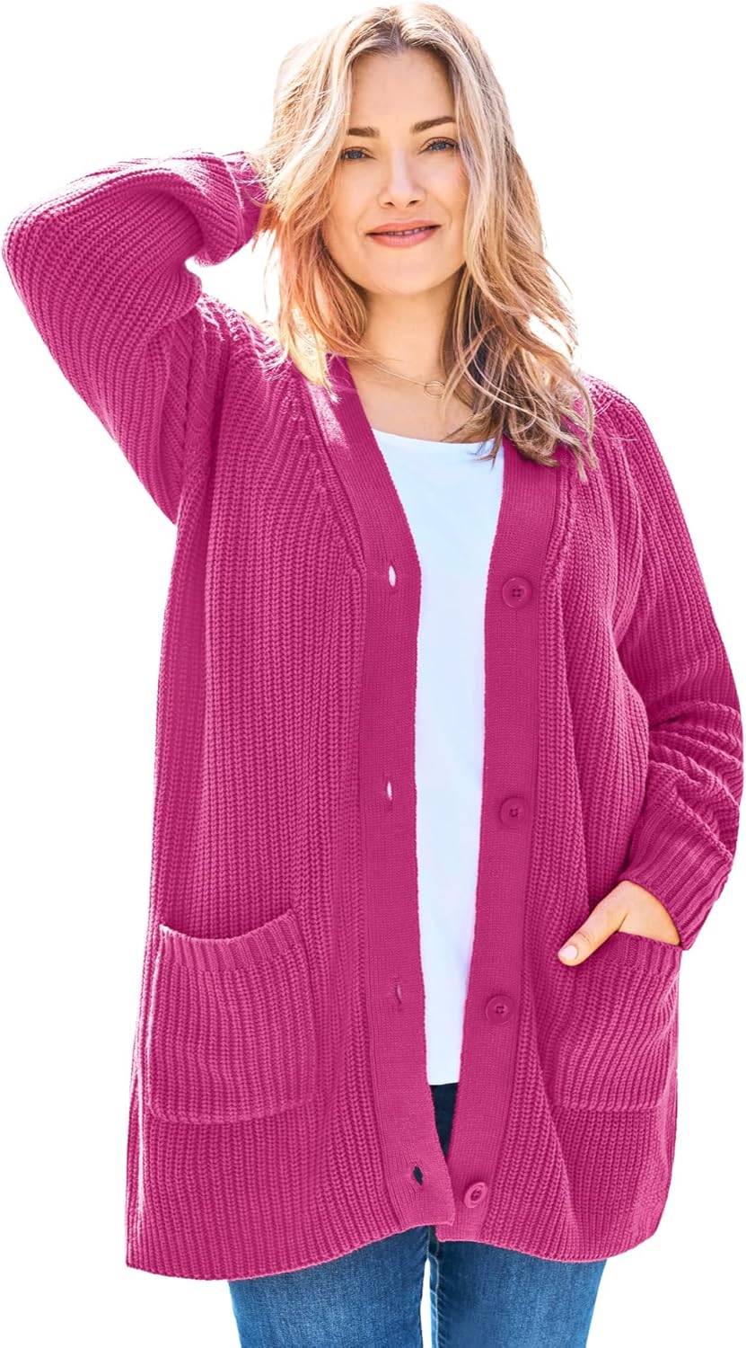 Plus Size Button-Front Shaker Cardigan for Effortless Style