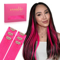 Hot Pink Clip in Hair Extensions Real Human Hair 24in - Bold Color