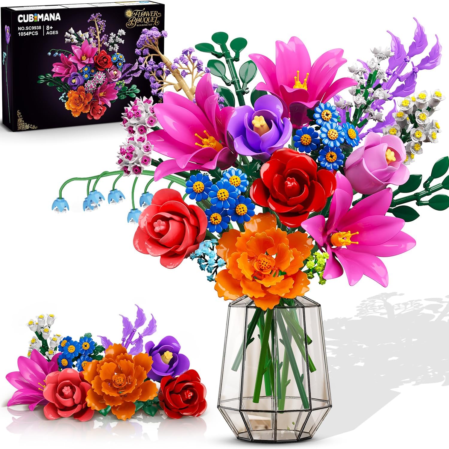 CUBIMANA Flower Bouquet Building Set with LED Light for All