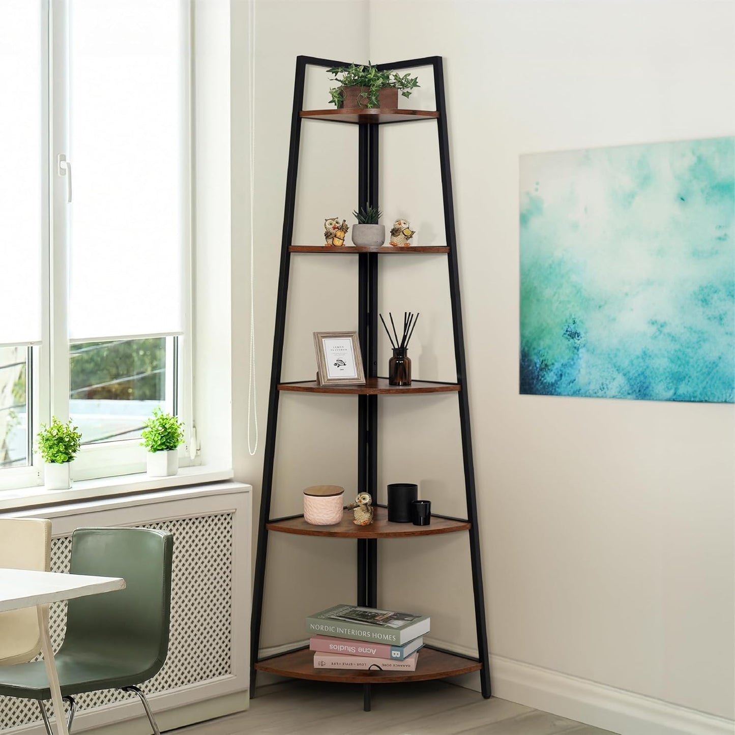 CAPHAUS Tall Corner Shelf Stand - 5-Tier Display Unit for Home