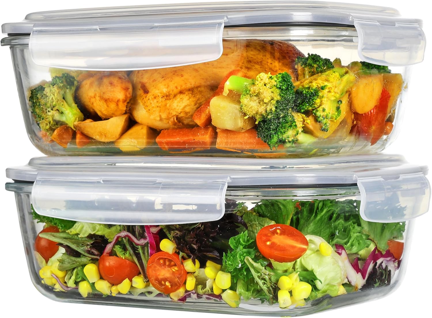 Large Glass Storage Containers with Lids for Meal Prep and Baking