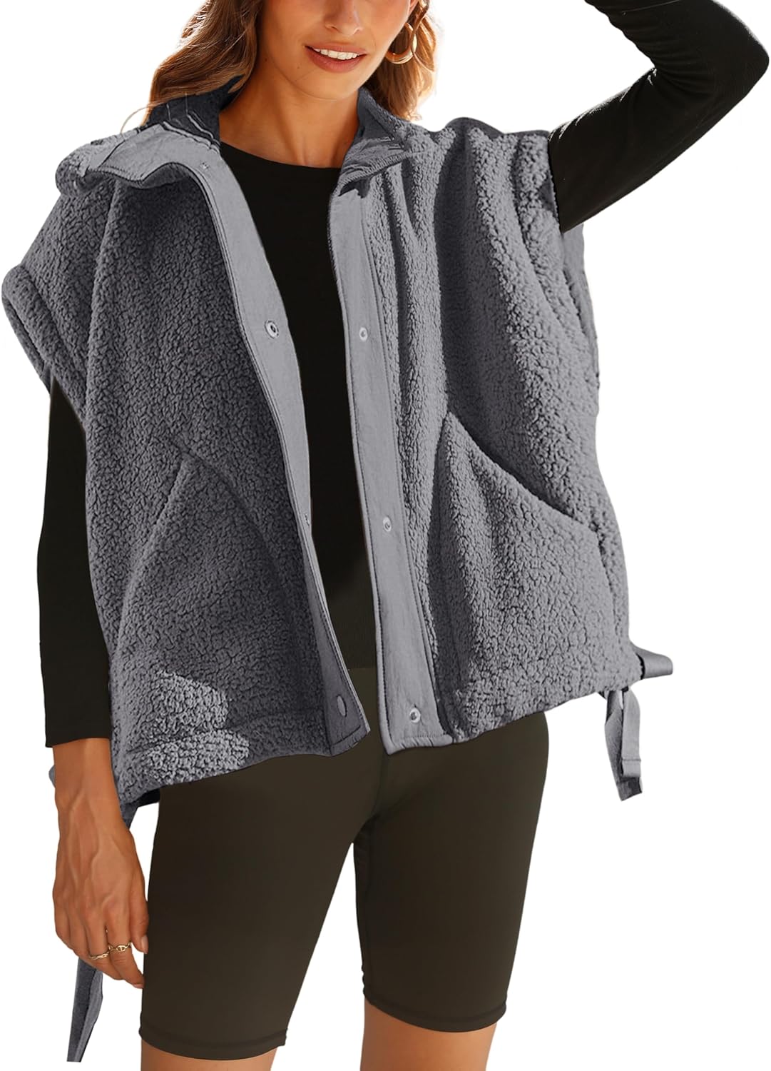 Athlisan Womens Fleece Vest Casual Sleeveless Sherpa Jacket