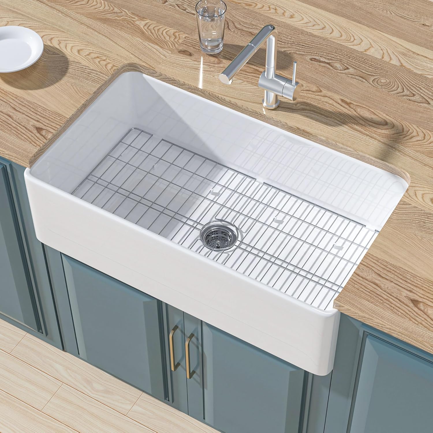 Fireclay Farmhouse Sink 36 x 20 Inch, Extra Large Capacity