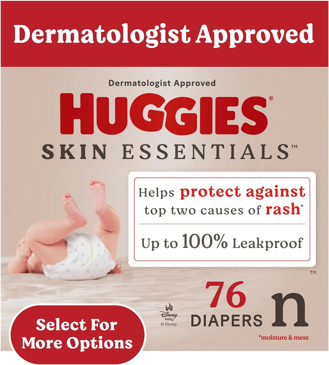HUGGIES Skin Essentials Newborn Diapers, 76 Count