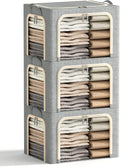 3 Openings Clothes Storage Bins with Metal Frame - Foldable 40L