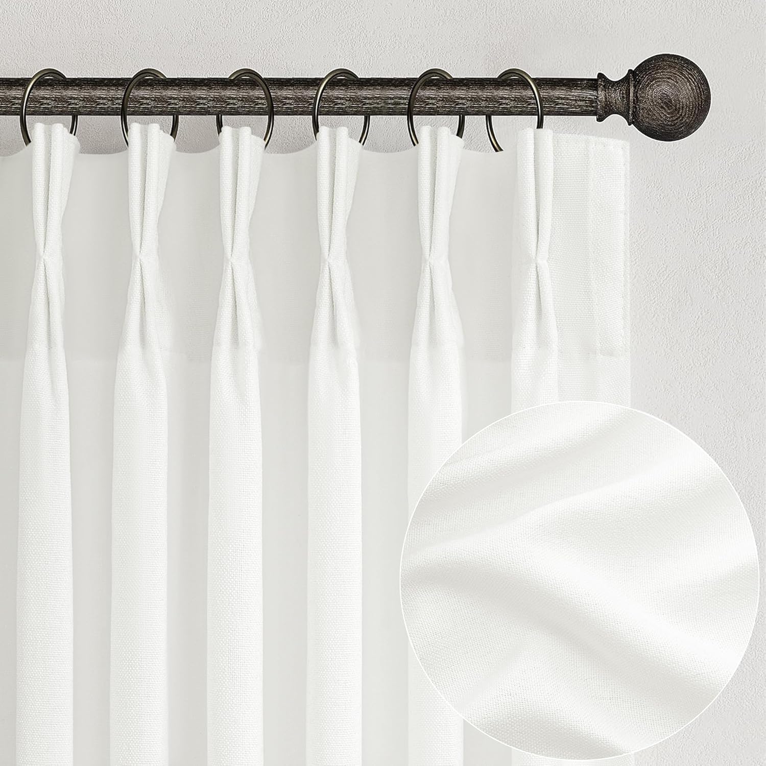 Light Filtering Pure White Curtains for Living Room and Bedroom