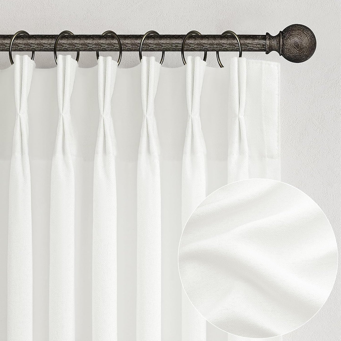 Pinch Pleated Solid White Sheer Curtains for Elegant Home Decor