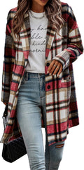 Women Plaid Shacket Jacket Trendy Fall Casual Button Wool Blend