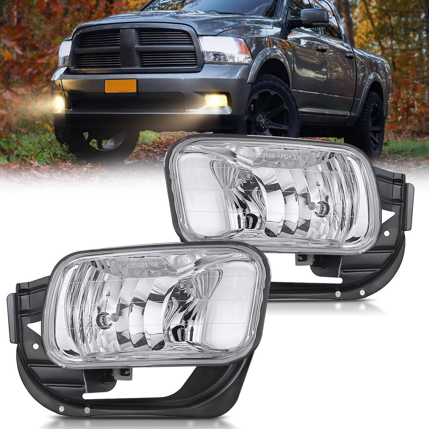 Nilight Fog Lights Assembly for Dodge Ram 1500 2500 3500 Models