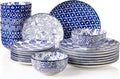 Sweejar 24 Piece Ceramic Dinnerware Set Vintage Blue - Service for 8