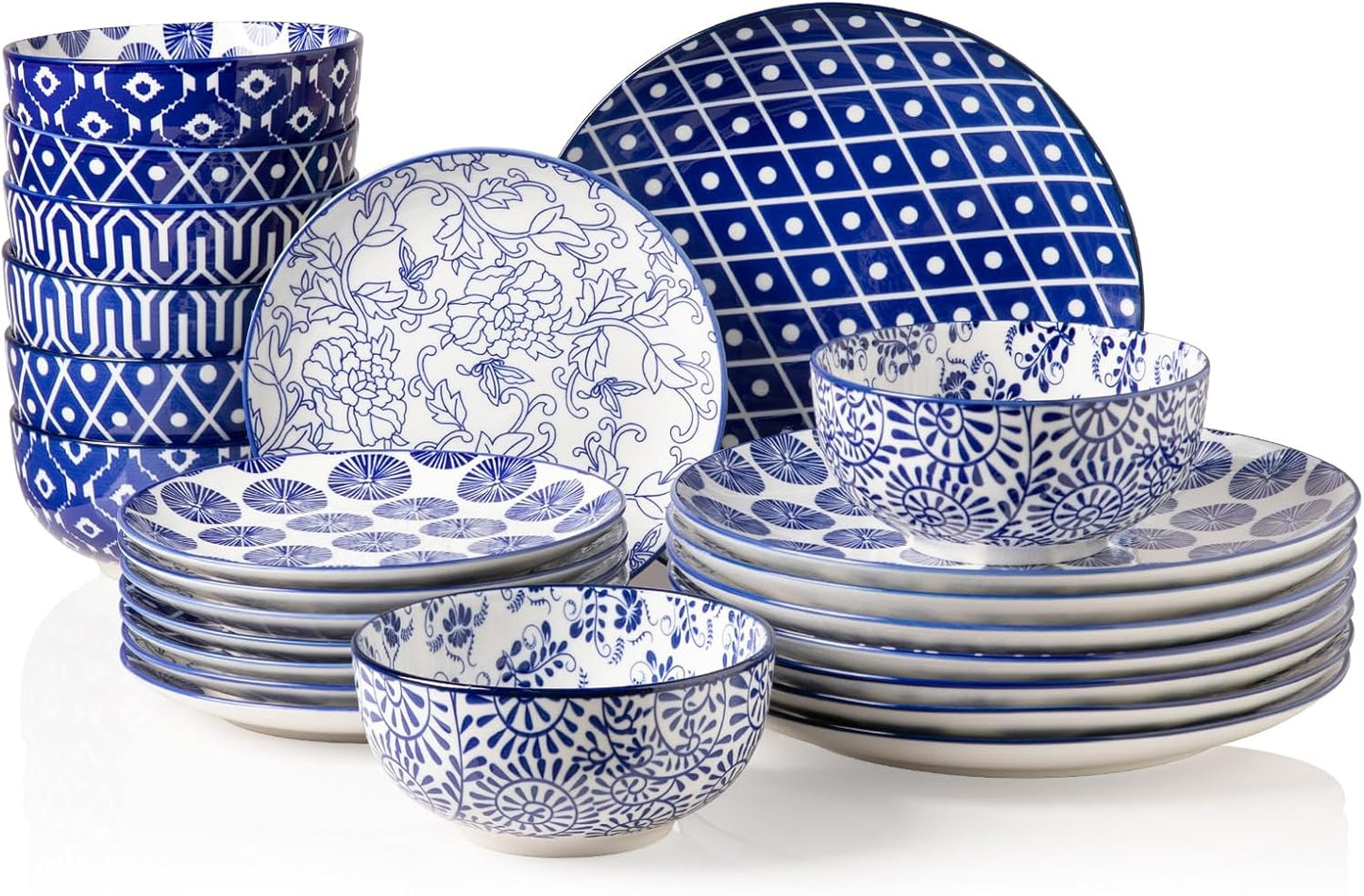 Sweejar 24 Pieces Ceramic Dinnerware Set for Timeless Elegance