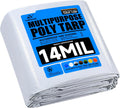 16ftx20ft White Heavy Duty Waterproof Full Size Tarp - Durable Weather