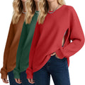 3 Pack Women's Oversized Nursing Tops Waffle Knit - Cozy, Zippered Fit