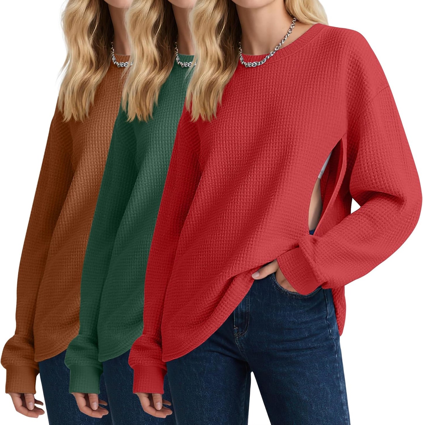 3 Pack Women's Oversized Nursing Tops for Comfortable Feeding