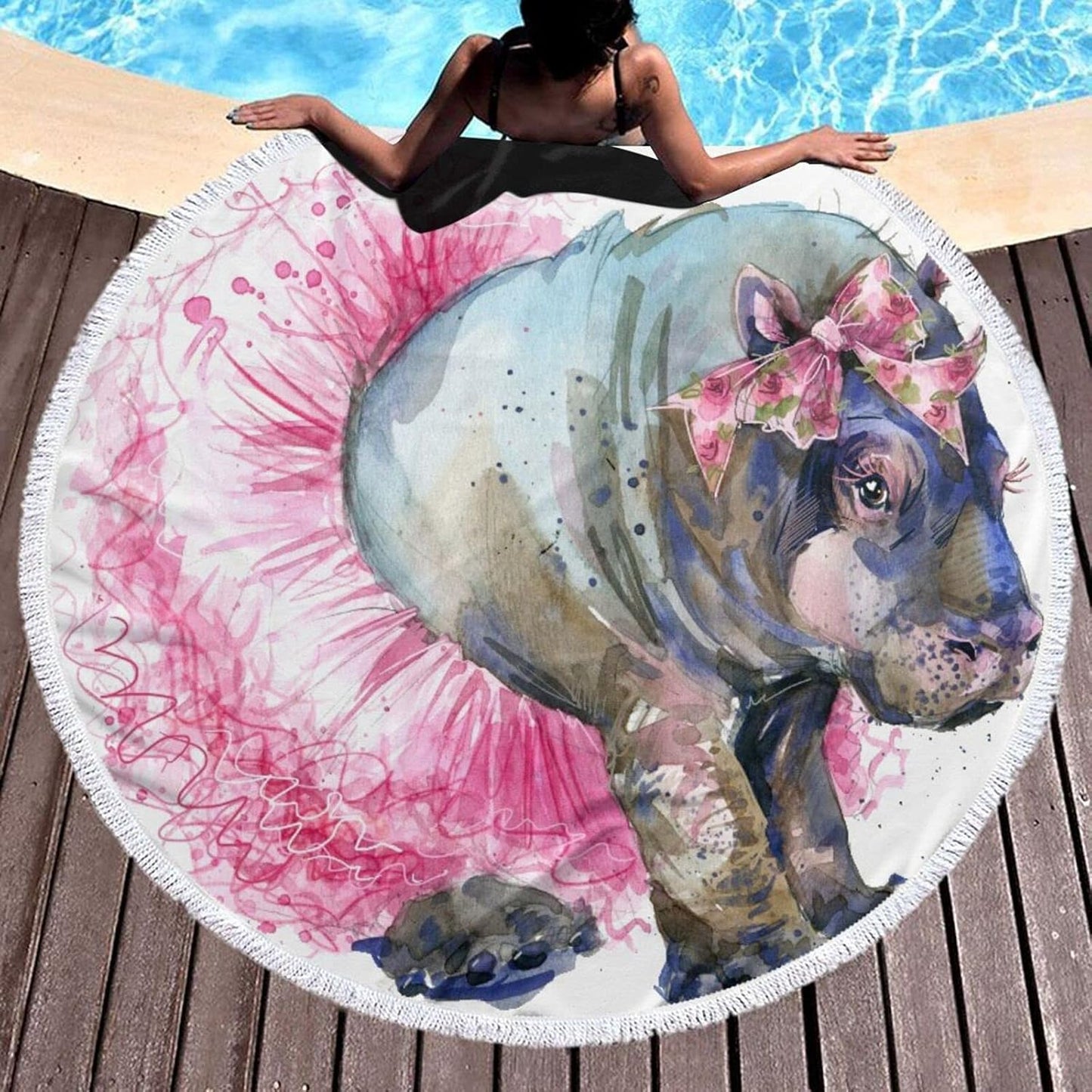 Super Soft Quick Dry Hippo Beach Towel