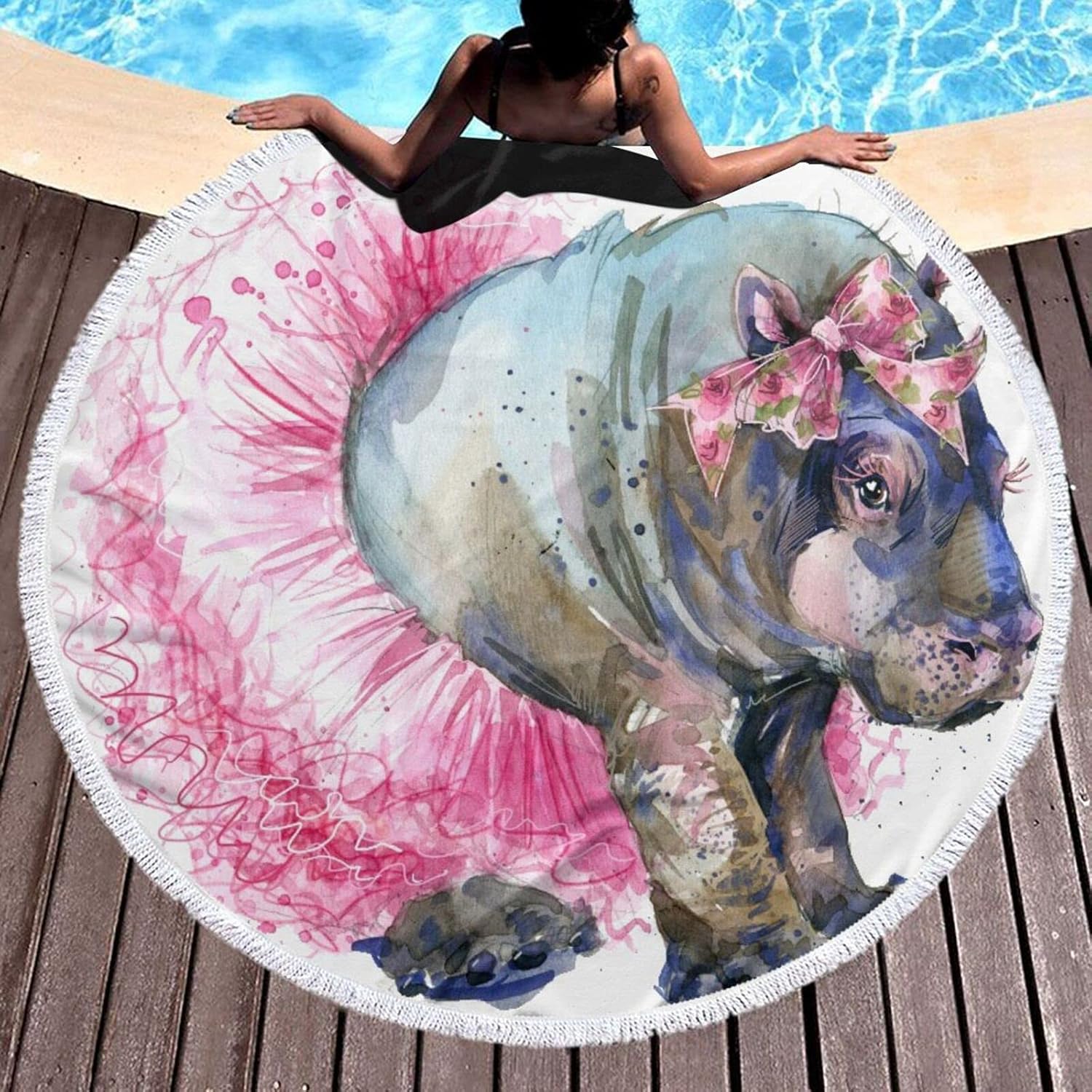 Super Soft Quick Dry Hippo Beach Towel