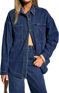 Women Denim Shirt Oversized Long Sleeve Button Down - Relaxed Fit is
