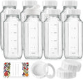 16 Oz Reusable Glass Milk Bottles 8 Pack - Leak Free Set