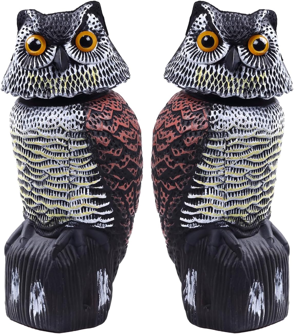 Hedoc 2 Pack Fake Owl Decoys for Bird Deterrent Outdoor Use