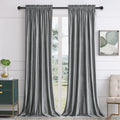 PRIMROSE Grey Velvet Blackout Curtains 90 in - Luxurious Light Control