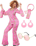 70s Disco Outfit Women Hippie Costume Accessories - Complete 6 Pc Set