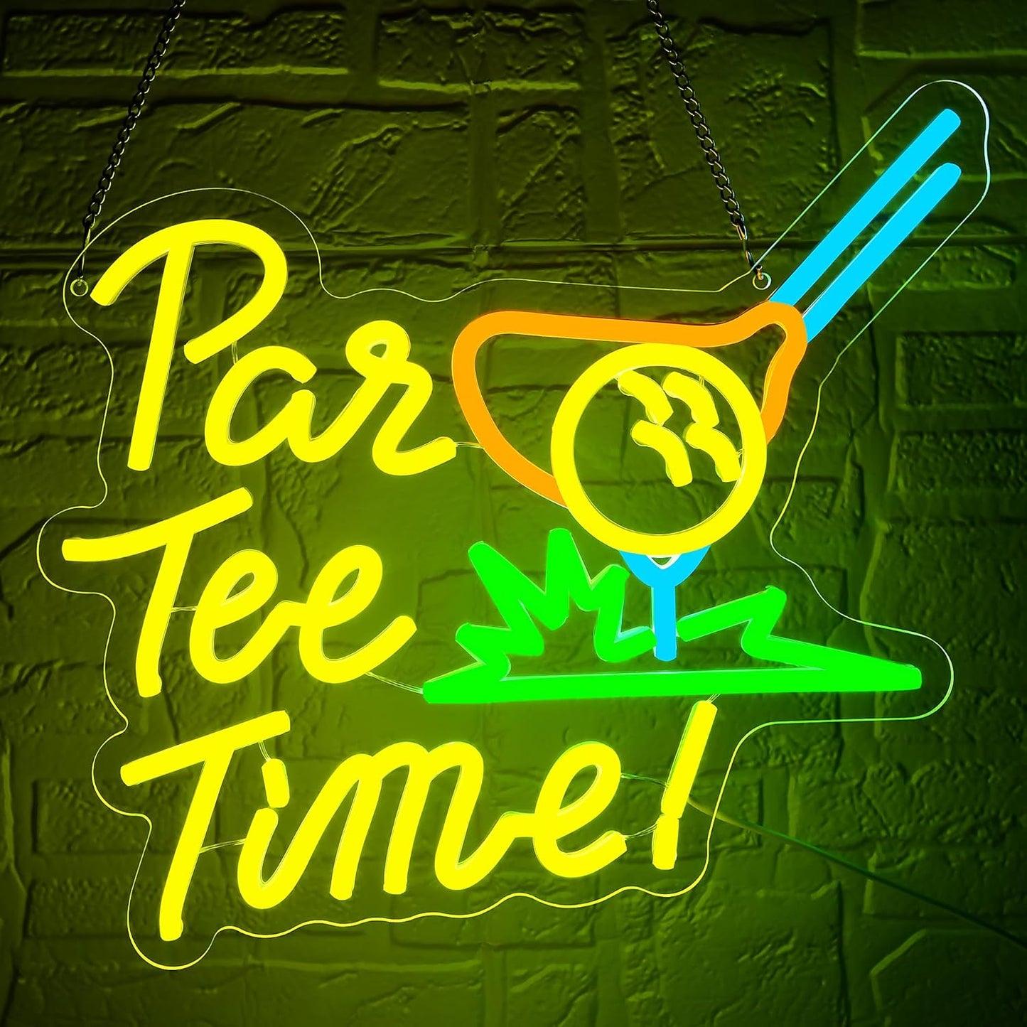 Par Tee Time Neon Sign for Golf Decor - Dimmable LED Light