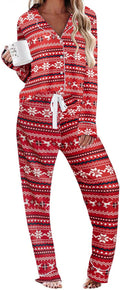 Ekouaer Women's Rayon Stretch Pajama Set S-XXL - Soft Long Sleeve PJs