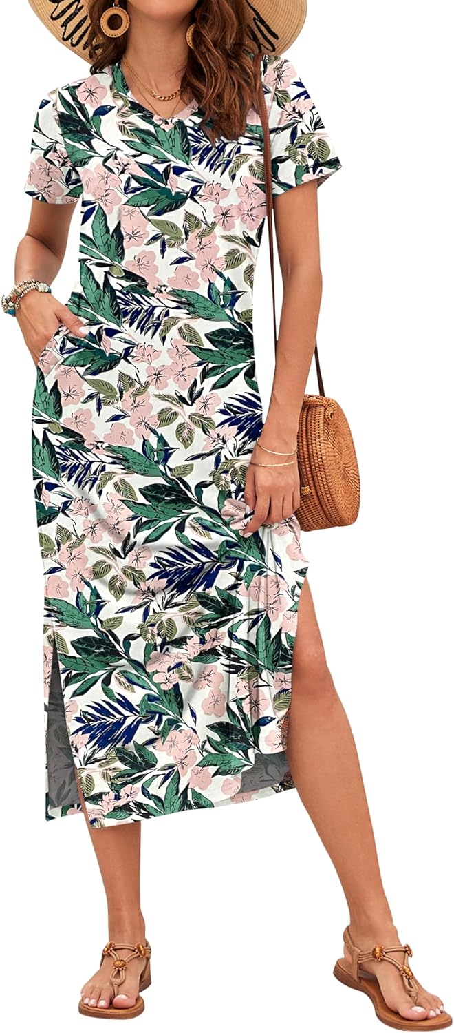 MISFAY Women Summer Midi Dresses Casual Loose Short Sleeve Dress