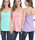 SUIEK Maternity Nursing Tank Tops 3 Pack - Comfortable One-Handed pump