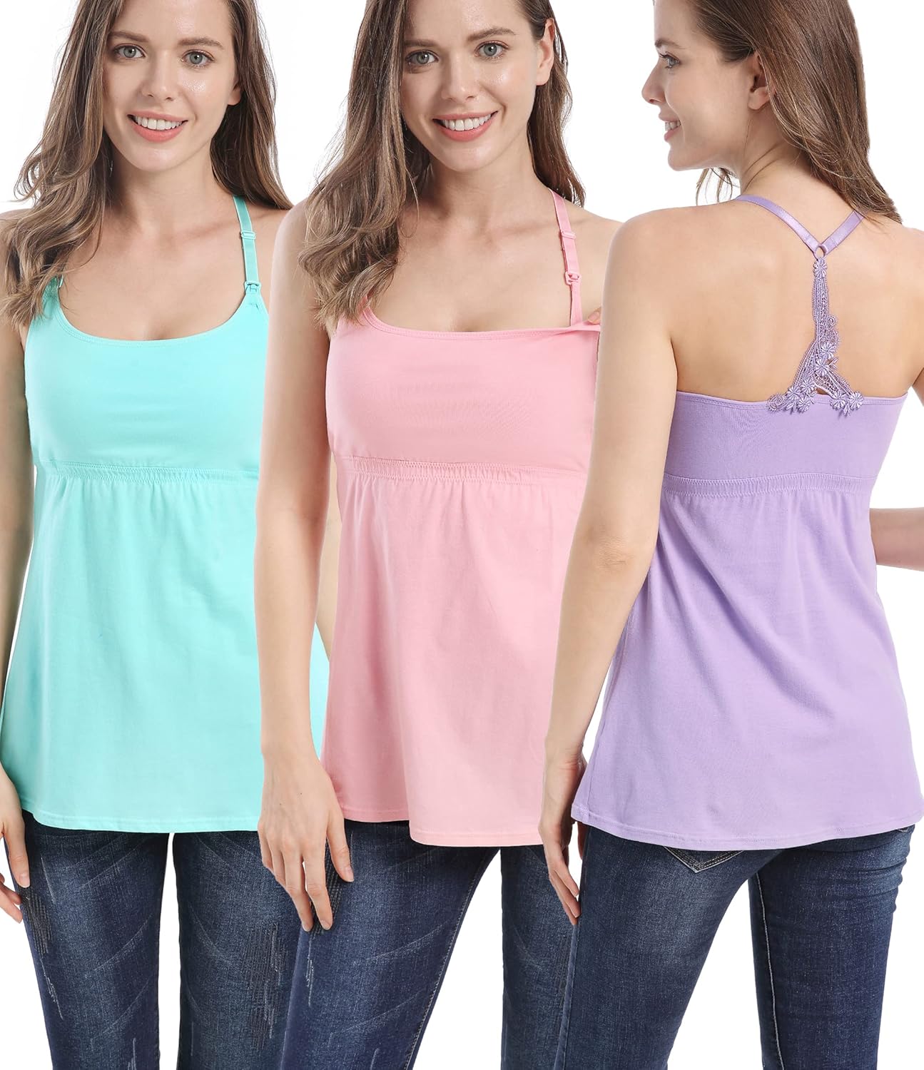 SUIEK Maternity Nursing Tank Tops with Bralette for Comfort