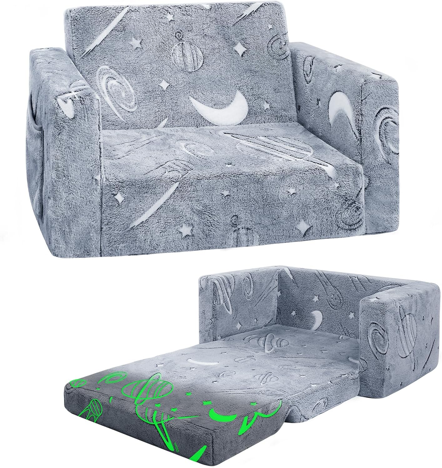 2-in-1 Glow-in-the-Dark Kids Sofa Bed - Comfy & Convertible!