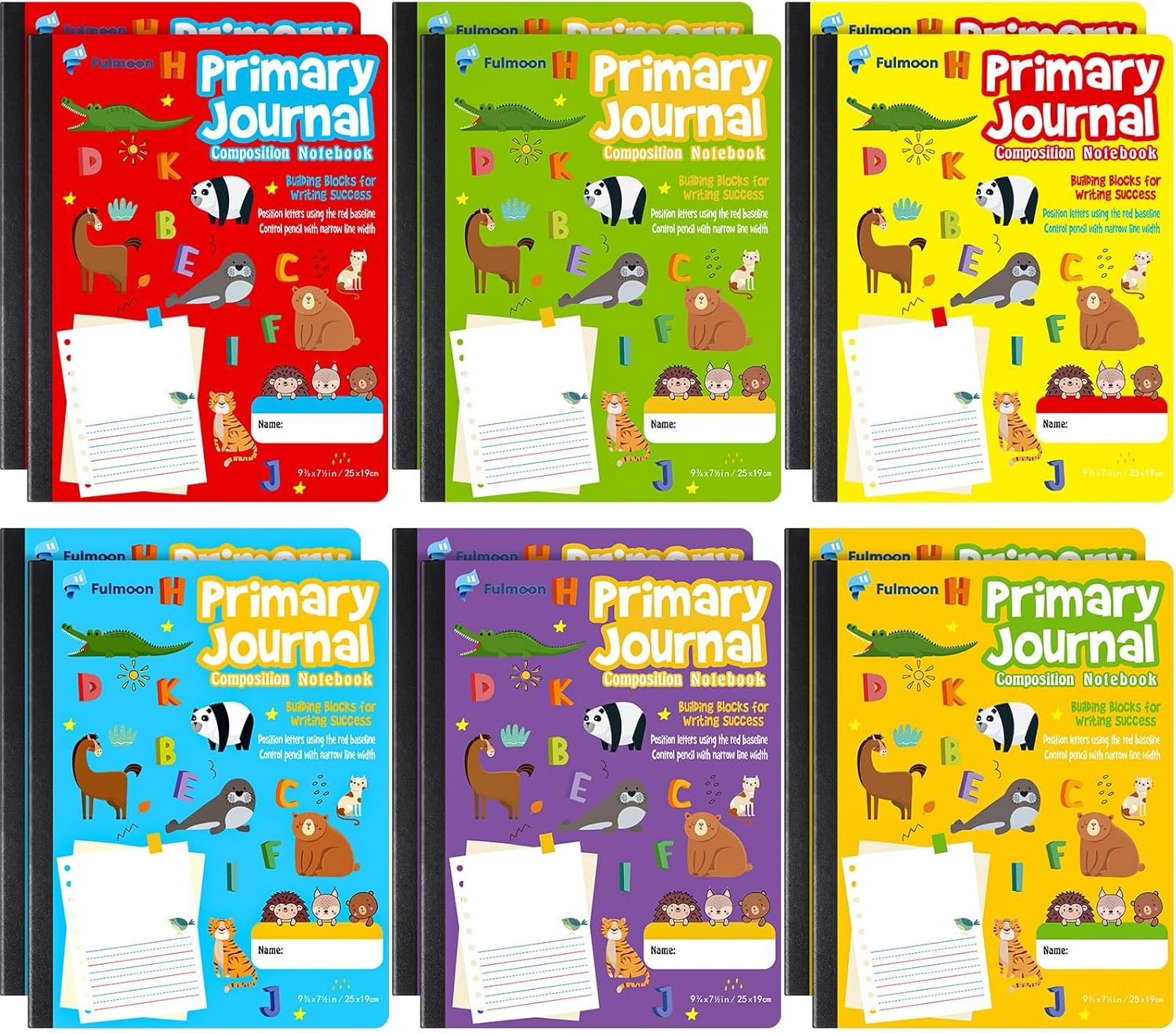 Fulmoon Primary Composition Notebook: Draw, Write, & Learn K-2
