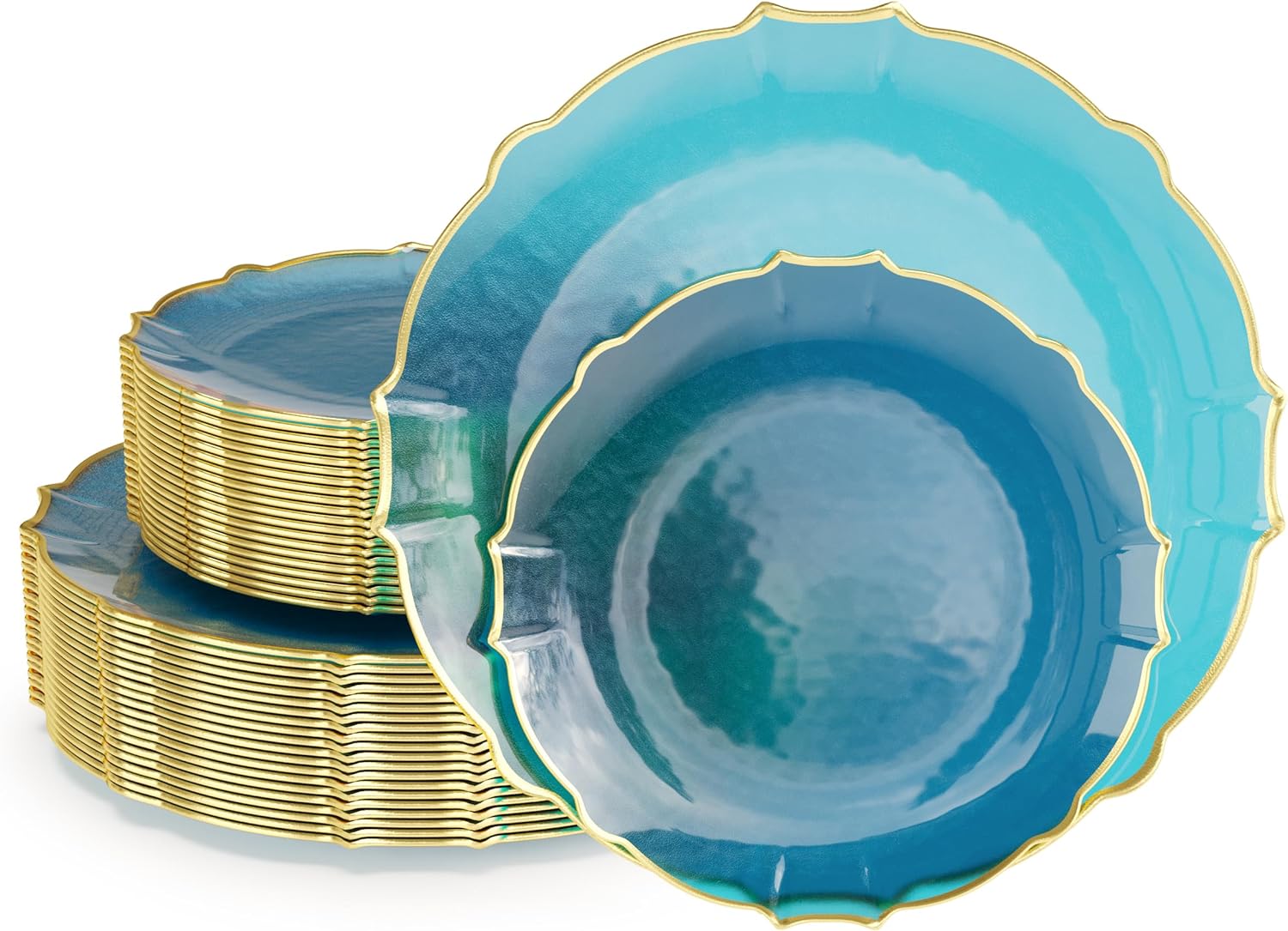 Exquisite Tinted Plates 80-Piece Set for Elegant Parties