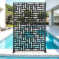 72in x 47in Metal Privacy Screen Black - Free Standing Decorative
