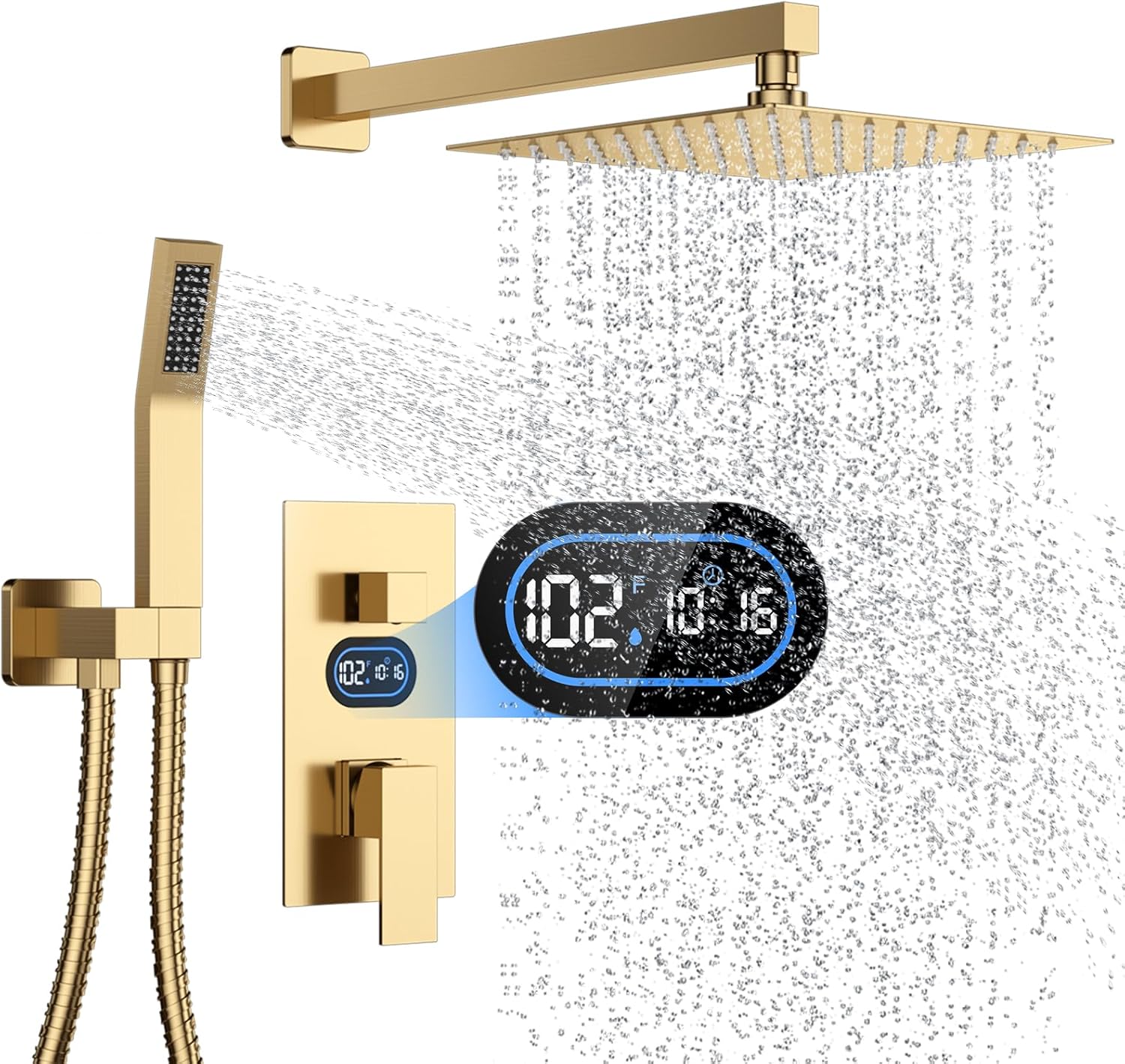 Shower Faucet Set with Hydro Power Temperature Display for Luxury