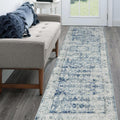 Morebes Vintage Washable Runner Rug 2.5x8 ft - Soft Low Pile Blue