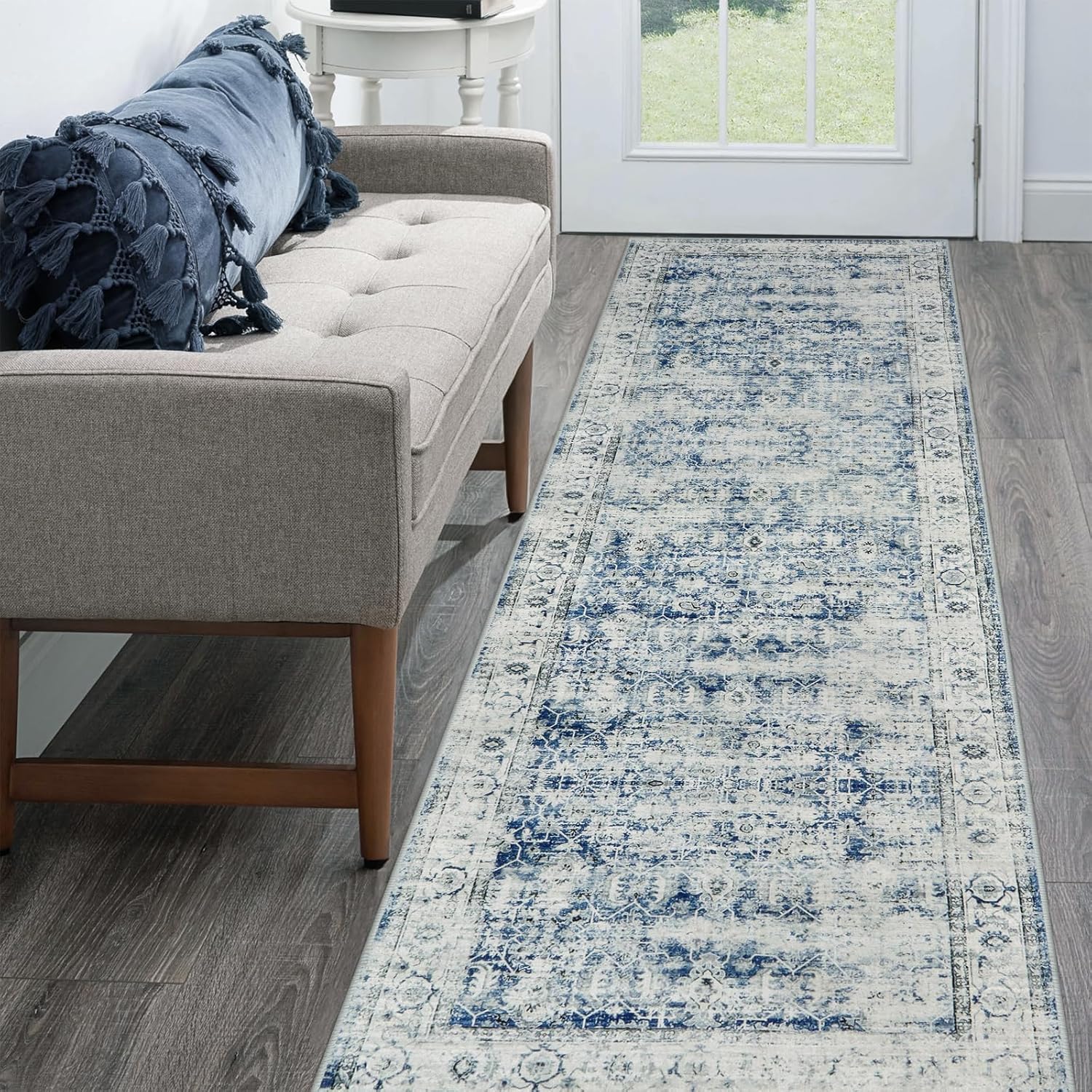 Morebes Vintage Washable Laundry Room Rugs - Soft Non Slip Runner