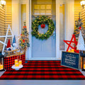 Ckorzen Red and Black Plaid Rug for Christmas and Halloween Decor