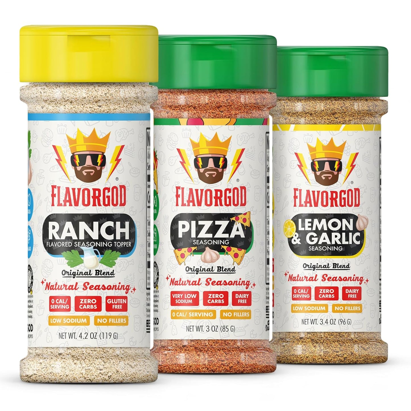 Popcorn Combo Pack of 3 - Ranch, Pizza, Lemon & Garlic Flavors