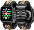 Braided Paracord Stainless Steel Apple Watch Band for Men Women - Fits