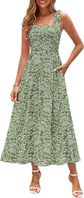 Spaghetti Strap Floral Maxi Dress with Pockets - Flowy