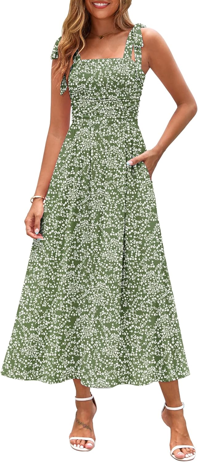 Floral Maxi Dress with Pockets for Summer Beach Vacations